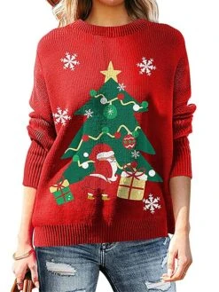 Women's Ugly Christmas Sweater Pullover Sweater Jumper Christmas Sweaters Crew Neck Ribbed Knit Acrylic Knitted Fall Winter Regular Outdoor Xmas Daily Stylish Casual Soft Long Sleeve Animal -Xmas Cothing Store xkhxoh1697290683119