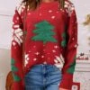 Women's Ugly Christmas Sweater Pullover Sweater Jumper Crew Neck Ribbed Knit Polyester Patchwork Fall Winter Regular Outdoor Xmas Daily Stylish Casual Soft Long Sleeve Christmas Tree Snowflake -Xmas Cothing Store xkjxtw1695209488942