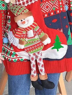 Women's Ugly Christmas Sweater Pullover Sweater Jumper Crew Neck Ribbed Knit Acrylic Embroidered Pocket Knitted Fall Winter Outdoor Xmas Daily Stylish Casual Soft Long Sleeve Santa Claus Snowman -Xmas Cothing Store xkvfex1668219605240