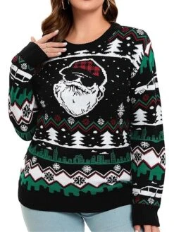 Women's Ugly Christmas Sweater Cardigan Sweater Jacket Open Front Ribbed Knit Polyester Patchwork Knitted Front Pocket Fall Winter Regular Outdoor Xmas Holiday Daily Stylish Casual Long Sleeve -Xmas Cothing Store xlysez1697290886924