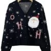 Women's Ugly Christmas Sweater Cardigan Christmas Sweaters V Neck Ribbed Knit Polyester Knitted Print Fall Winter Short Outdoor Christmas Daily Stylish Casual Soft Long Sleeve Letter Santa Claus -Xmas Cothing Store xmbjxb1697290838015