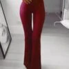 Women's Bell Bottom Pants Trousers Full Length High Waist Fashion Streetwear Xmas Christmas Street Wine Black S M Winter Autumn / Fall -Xmas Cothing Store xmwkbc1695347093991