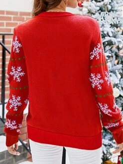 Women's Ugly Christmas Sweater Pullover Sweater Jumper Turtleneck Ribbed Knit Acrylic Patchwork Fall Winter Regular Xmas Daily Going Out Stylish Casual Soft Long Sleeve Santa Claus Black Red S M -Xmas Cothing Store xqqfar1695029187988