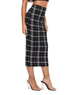 Women's Skirt Scottish Tartans Plaid Skirt Midi Cotton Blend Black White Red Skirts Fall & Winter Print High Waist Fashion Sexy Christmas Street Xmas S M L -Xmas Cothing Store xqzvwg1694742580691