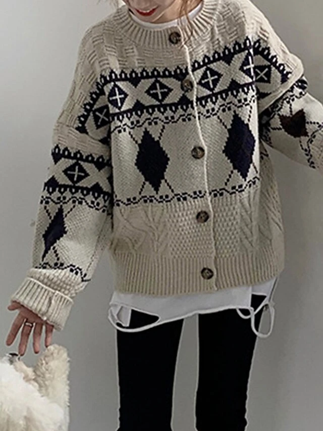 Women's Ugly Christmas Sweater Cardigan Sweater Jacket Crew Neck Cable Knit Polyester Button Knitted Print Fall Winter Regular Outdoor Christmas Daily Stylish Casual Soft Long Sleeve Print Navy Blue 4 Women's Ugly Christmas Sweater Cardigan Sweater Jacket Crew Neck Cable Knit Polyester Button Knitted Print Fall Winter Regular Outdoor Christmas Daily Stylish Casual Soft Long Sleeve Print Navy Blue - Image 2