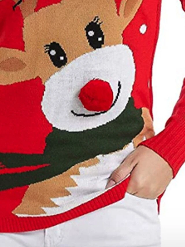 Women's Ugly Christmas Sweater Pullover Sweater Jumper Crew Neck Ribbed Knit Acrylic Knitted Fall Winter Outdoor Xmas Daily Stylish Casual Soft Long Sleeve Animal Elk Red S M L 5 Women's Ugly Christmas Sweater Pullover Sweater Jumper Crew Neck Ribbed Knit Acrylic Knitted Fall Winter Outdoor Xmas Daily Stylish Casual Soft Long Sleeve Animal Elk Red S M L - Image 3
