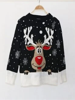 Women's Ugly Christmas Sweater Pullover Sweater Jumper Crew Neck Ribbed Knit Polyester Patchwork Fall Winter Regular Outdoor Xmas Daily Stylish Casual Soft Long Sleeve Elk Snowflake Black Red S 21 Women's Ugly Christmas Sweater Pullover Sweater Jumper Crew Neck Ribbed Knit Polyester Patchwork Fall Winter Regular Outdoor Xmas Daily Stylish Casual Soft Long Sleeve Elk Snowflake Black Red S -Xmas Cothing Store xuuyij1695111140465