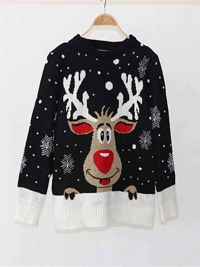 Women's Ugly Christmas Sweater Pullover Sweater Jumper Crew Neck Ribbed Knit Polyester Patchwork Fall Winter Regular Outdoor Xmas Daily Stylish Casual Soft Long Sleeve Elk Snowflake Black Red S 11 Women's Ugly Christmas Sweater Pullover Sweater Jumper Crew Neck Ribbed Knit Polyester Patchwork Fall Winter Regular Outdoor Xmas Daily Stylish Casual Soft Long Sleeve Elk Snowflake Black Red S - Image 9