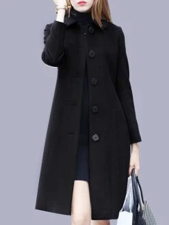 Women's Winter Coat Wool Blend Coat Long Overcoat Single Breasted Lapel Pea Coat Christmas Party Outfit Red Warm Windproof Trench Coat -Xmas Cothing Store xvvdui1628516689353
