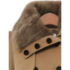 Women's Winter Coat Long Overcoat With Belt Christmas Party Xmas Wear Warm Double Breasted Pea Coat With Fur Collar Fall Trench Coat Red Black Khaki Elegant Outerwear CasualJacket -Xmas Cothing Store xxcsil1692602498904