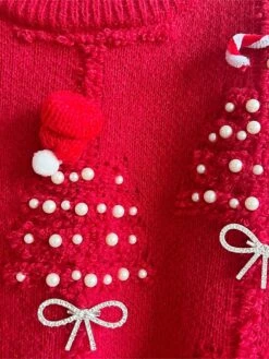 Women's Ugly Christmas Sweater Pullover Sweater Jumper Crew Neck Ribbed Knit Polyester Hollow Out Oversized Beads Fall Winter Regular Outdoor Christmas Daily Stylish Casual Soft Long Sleeve Christmas -Xmas Cothing Store xyvtic1696903364067