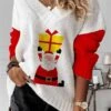 Women's Ugly Christmas Sweater Pullover Sweater Jumper Christmas Sweaters Crew Neck Ribbed Knit Acrylic Embroidered Knitted Fall Winter Regular Outdoor Xmas Holiday Stylish Casual Soft Long
