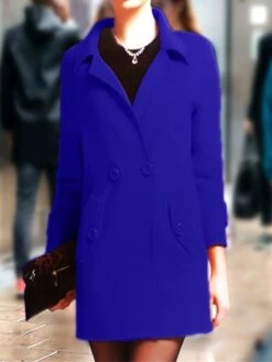 Women's Coat Outdoor Christmas Street Xmas Fall Winter Long Coat Regular Fit Windproof Warm Breathable Stylish Contemporary Casual Jacket Long Sleeve Plain With Pockets Yellow Red Blue -Xmas Cothing Store yblppx1695113902253