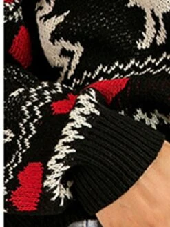 Women's Ugly Christmas Sweater Pullover Sweater Jumper Crew Neck Ribbed Knit Polyester Oversized Fall Winter Short Xmas Daily Going Out Stylish Casual Soft Long Sleeve Heart Letter Elk Black S M -Xmas Cothing Store ybrcoc1695209510602
