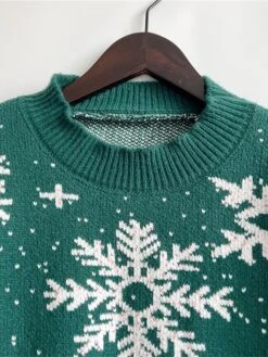 Women's Ugly Christmas Sweater Pullover Sweater Jumper Crew Neck Ribbed Knit Polyester Oversized Fall Winter Regular Outdoor Christmas Daily Stylish Casual Soft Long Sleeve Snowflake Black Red Green -Xmas Cothing Store ybyody1696903404730