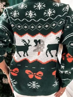 Women's Ugly Christmas Sweater Pullover Sweater Jumper Crew Neck Crochet Knit Polyester Knitted Fall Winter Xmas Holiday Stylish Casual Soft Long Sleeve Christmas Tree Snowflake Red Green S M L -Xmas Cothing Store ygpbmr1662099952279