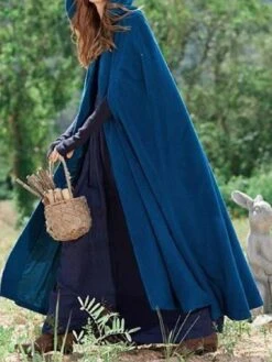 Women's Cloak / Capes Christmas Long Overcoat Winter Pea Coat Windproof Warm Trench Coat Stylish Classic Casual Xmas Jacket 3/4 Length Sleeve Oversize Black Red Blue -Xmas Cothing Store ygsihn1695715079762