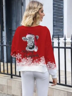 Women's Ugly Christmas Crew Neck Sweater Pullover Sweater Jumper Christmas Sweaters Ribbed Knit Polyester Knitted Print Fall Winter Regular Outdoor Xmas Daily Stylish Casual Soft Long Sleeve -Xmas Cothing Store yhaxyd1697291254110
