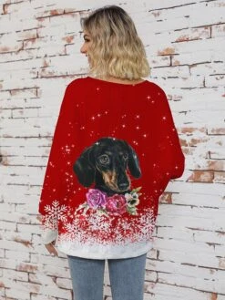 Women's Ugly Christmas Sweater Pullover Sweater Jumper V Neck Ribbed Knit Polyester Knitted Print Fall Winter Regular Outdoor Christmas Holiday Daily Stylish Casual Long Sleeve Animal Snowflake Wine -Xmas Cothing Store yinwji1697626860989