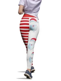 Women's Tights Leggings Red White Black Mid Waist Sports Fashion Christmas Gifts Yoga Xmas Print Stretchy Ankle-Length 4 Way Stretch Stripe S M L XL XXL / Loose Fit -Xmas Cothing Store yjhqmp1632710592910
