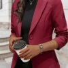 Women's Blazer Solid Colored Classic Style Christmas Ordinary Long Sleeve Coat Summer Spring Training Single Breasted One-button Regular Jacket Black