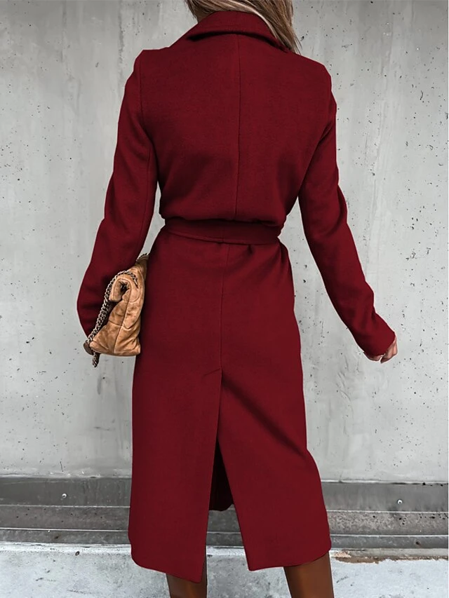 Women's Winter Coat Long Overcoat Christmas Red Double Breasted Pea Coat Notched Lapel Belted Thermal Warm Windproof Trench Coat Party Xmas Elegant Outerwear Fall Outerwear Long Sleeve Army Green Blue 4 Women's Winter Coat Long Overcoat Christmas Red Double Breasted Pea Coat Notched Lapel Belted Thermal Warm Windproof Trench Coat Party Xmas Elegant Outerwear Fall Outerwear Long Sleeve Army Green Blue - Image 2