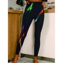 Women's Tights Leggings Print Butterfly Star Snowflake Tummy Control Butt Lift Ankle-Length Christmas Weekend Xmas Yoga Casual / Sporty Athleisure Skinny White / Black Mid Waist Micro-elastic -Xmas Cothing Store yokmou1661995574325