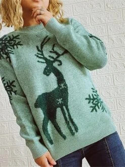 Women's Ugly Christmas Sweater Pullover Sweater Jumper Crew Neck Ribbed Knit Polyester Patchwork Fall Winter Regular Xmas Daily Going Out Stylish Casual Soft Long Sleeve Elk Pink Red Green S M L 25 Women's Ugly Christmas Sweater Pullover Sweater Jumper Crew Neck Ribbed Knit Polyester Patchwork Fall Winter Regular Xmas Daily Going Out Stylish Casual Soft Long Sleeve Elk Pink Red Green S M L -Xmas Cothing Store yozpwj1695029151508