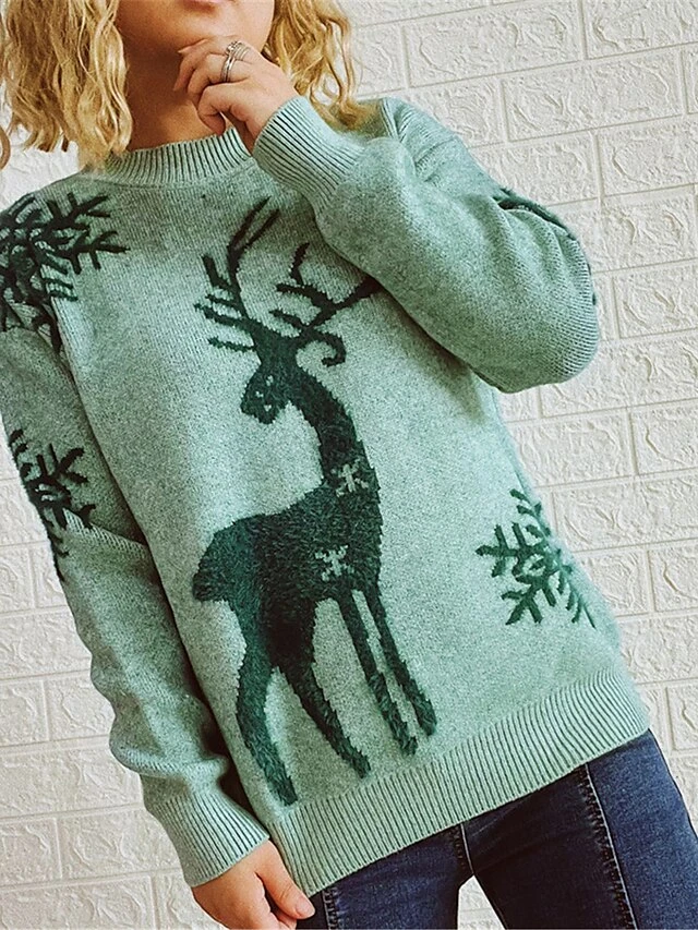 Women's Ugly Christmas Sweater Pullover Sweater Jumper Crew Neck Ribbed Knit Polyester Patchwork Fall Winter Regular Xmas Daily Going Out Stylish Casual Soft Long Sleeve Elk Pink Red Green S M L 6 Women's Ugly Christmas Sweater Pullover Sweater Jumper Crew Neck Ribbed Knit Polyester Patchwork Fall Winter Regular Xmas Daily Going Out Stylish Casual Soft Long Sleeve Elk Pink Red Green S M L - Image 4
