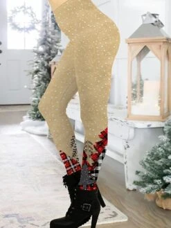 Women's Christmas Leggings Full Length Active Fashion Christmas Daily Black Blue S XL Fall & Winter