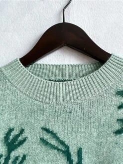 Women's Ugly Christmas Xmas Sweater Pullover Sweater Jumper Crew Neck Crochet Knit Polyester Knitted Fall Winter Christmas Holiday Stylish Casual Soft Long Sleeve Animal Pink Red Green S M L -Xmas Cothing Store yrbwxf1659955128339