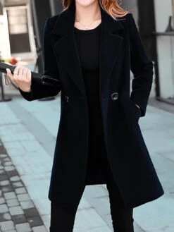 Women's Winter Coat Long Overcoat Christmas Party Wear Double Breasted Lapel Pea Coat Fall Trench Coat Red -Xmas Cothing Store yrtrfq1630650399612