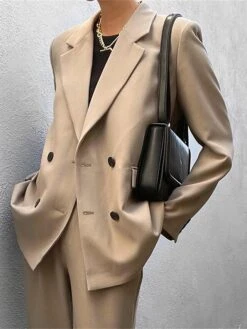 Women's Suits Blazer Office Christmas Work Xmas Spring Fall Coat Regular Fit Thermal Warm Windproof Breathable Stylish Contemporary Modern Style Jacket Long Sleeve Solid Color With Pockets Oversize -Xmas Cothing Store ysvdya1690534709351