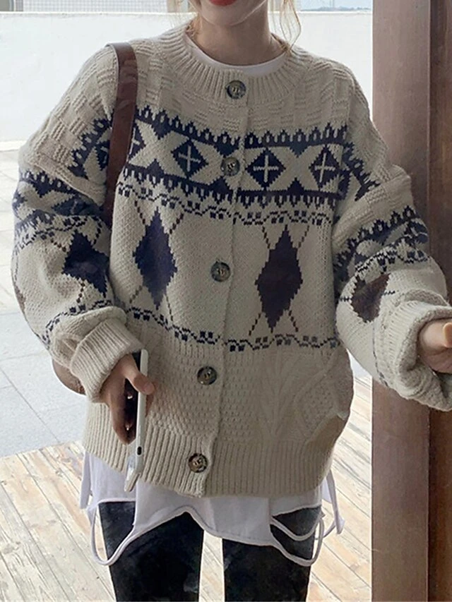 Women's Ugly Christmas Sweater Cardigan Sweater Jacket Crew Neck Cable Knit Polyester Button Knitted Print Fall Winter Regular Outdoor Christmas Daily Stylish Casual Soft Long Sleeve Print Navy Blue 11 Women's Ugly Christmas Sweater Cardigan Sweater Jacket Crew Neck Cable Knit Polyester Button Knitted Print Fall Winter Regular Outdoor Christmas Daily Stylish Casual Soft Long Sleeve Print Navy Blue - Image 9