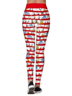 Women's Leggings Xmas Green Wine Red Mid Waist Sports Streetwear Christmas Weekend Print Micro-elastic Ankle-Length Comfort Heart S M L XL / Slim -Xmas Cothing Store yyanpc1629428685195
