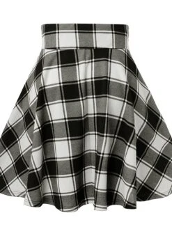 Women's Plaid Skirt Mini Black And White Red Green Skirts Xmas Casual Party Christmas S M L -Xmas Cothing Store yydwxc1627352000779