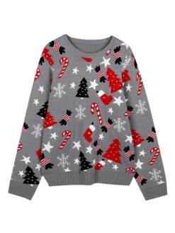 Women's Ugly Christmas Sweater Pullover Sweater Jumper Crew Neck Ribbed Knit Knit Patchwork Fall Winter Regular Outdoor Xmas Daily Stylish Casual Soft Long Sleeve Heart Letter Santa Claus Black -Xmas Cothing Store yzzcfg1695115489495