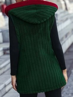 Women's Christmas Jacket Santa Sherpa Vest Sleeveless Sherpa Jacket Fleece Teddy Coat Hooded Jacket Claus Thermal Lightweight Streetwear Xmas Outerwear Long Sleeve Green S -Xmas Cothing Store zbjejs1667901998348