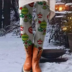 Women's Leggings Thermal Underwear Light Green Dark Green Green Casual / Sporty Christmas Weekend Yoga High Elasticity Ankle-Length Thermal Warm Graphic S M L XL XXL -Xmas Cothing Store zcdkjo1666922554421