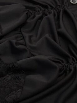 Women's Skirt Asymmetrical Polyester Lace Over Charmeuse Black Red Navy Blue Skirts Winter Ruffle Drawstring Side Button High Waist Steampunk® Retro Gothic Carnival Costumes Ladies Christmas -Xmas Cothing Store zcshfj1635224760445