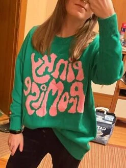 Women's Ugly Christmas Sweater Pullover Sweater Jumper Crew Neck Ribbed Knit Acrylic Knitted Print Fall Winter Outdoor Home Xmas Stylish Casual Soft Long Sleeve Letter White Red Green S M L -Xmas Cothing Store zdduwx1690172045193