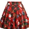 Women's Skirt Swing Mini Green Plaid Wine Red Fuchsia Skirts Pleated Print Fashion Christmas Weekend Xmas S M L