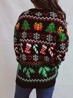 Women's Christmas Sweaters Pullover Sweater Jumper Crew Neck Chunky Knit Polyester Knitted Spring Fall Winter Regular Christmas Daily New Year Fashion Daily Vintage Style Long Sleeve Christmas Tree -Xmas Cothing Store zdpnci1697539831444