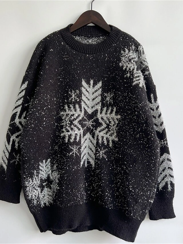 Women's Ugly Christmas Sweater Pullover Sweater Jumper Crew Neck Ribbed Knit Acrylic Oversized Fall Winter Regular Outdoor Christmas Daily Stylish Casual Soft Long Sleeve Snowflake Black Red Beige S 17 Women's Ugly Christmas Sweater Pullover Sweater Jumper Crew Neck Ribbed Knit Acrylic Oversized Fall Winter Regular Outdoor Christmas Daily Stylish Casual Soft Long Sleeve Snowflake Black Red Beige S - Image 15