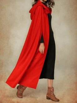 Women's Cloak / Capes Christmas Long Overcoat Winter Pea Coat Windproof Warm Trench Coat Stylish Classic Casual Xmas Jacket 3/4 Length Sleeve Oversize Black Red Blue