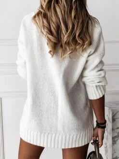 Women's Ugly Christmas Sweater Pullover Sweater Jumper V Neck Ribbed Knit Polyester Patchwork Fall Winter Regular Outdoor Xmas Holiday Stylish Casual Soft Long Sleeve Letter Santa Claus Print -Xmas Cothing Store zieqai1695110331679 1