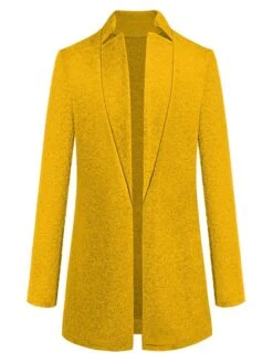 Women's Pea Coat Winter Coat Open Front Stand Collar Trench Coat Fall Warm Windproof Overcoat Christmas Jacket Caramel Colour -Xmas Cothing Store zjshqz1632647386392