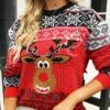 Women's Ugly Christmas Sweater Pullover Sweater Jumper Crew Neck Ribbed Knit Nylon Knitted Fall Winter Outdoor Xmas Daily Stylish Casual Soft Long Sleeve Animal Geometric Snowflake Red S M L -Xmas Cothing Store zkfvux1666677205038