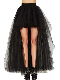 Women's Skirt & Dress Tutu Asymmetrical Chiffon Mesh Black White Red Fuchsia Skirts Summer Layered Tulle Lined Punk & Gothic Long Xmas Party Christmas One-Size -Xmas Cothing Store zkjcsk1627353654844