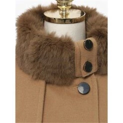Women's Winter Coat Long Overcoat With Belt Christmas Party Xmas Wear Warm Double Breasted Pea Coat With Fur Collar Fall Trench Coat Red Black Khaki Elegant Outerwear CasualJacket -Xmas Cothing Store zlkdjk1692602500048